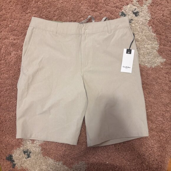 NWT Goodfellow Hybrid Swim Shorts Mens 32 Light Taupe 10.5" Inseam Swim Surf - Picture 3 of 9